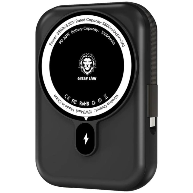 Green Lion  Monaco MagSafe Power Bank 20000mAh tashqi akkumulyatori, Black
